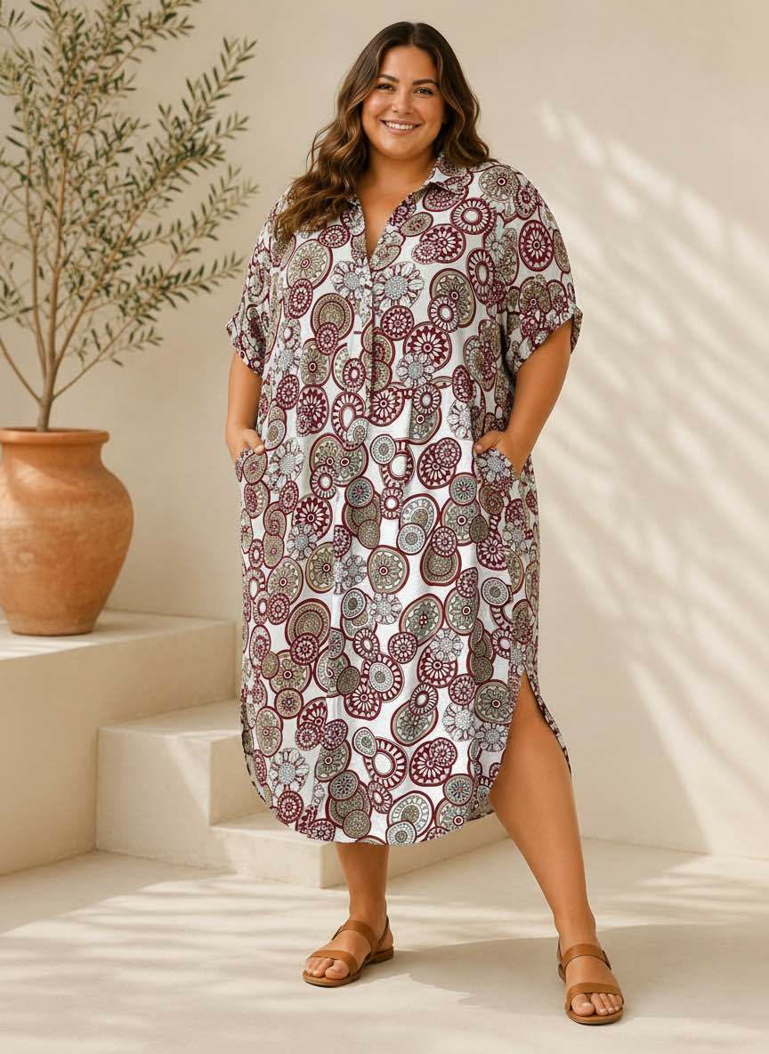 Robe Chemise Longue Imprimé Mandala