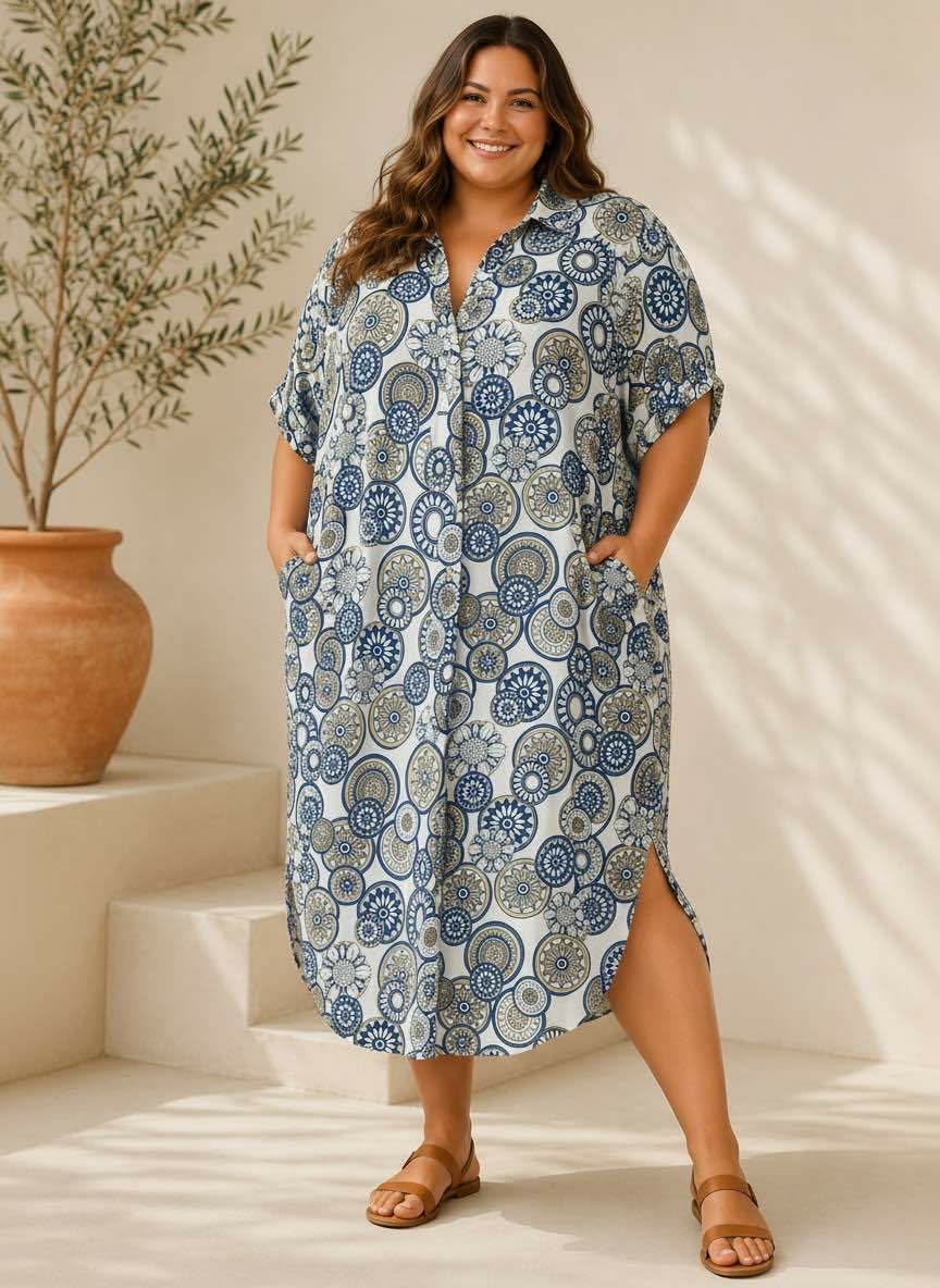 Robe Chemise Longue Imprimé Mandala