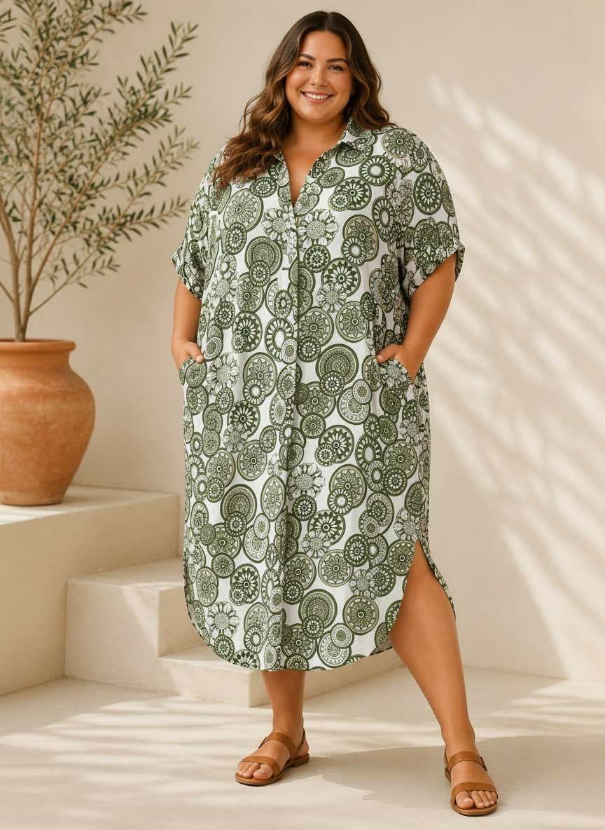Robe Chemise Longue Imprimé Mandala
