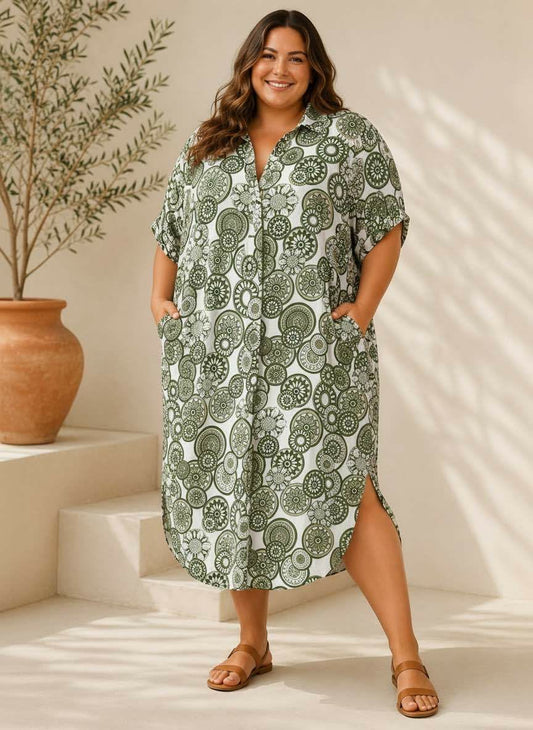 Robe Chemise Longue Imprimé Mandala