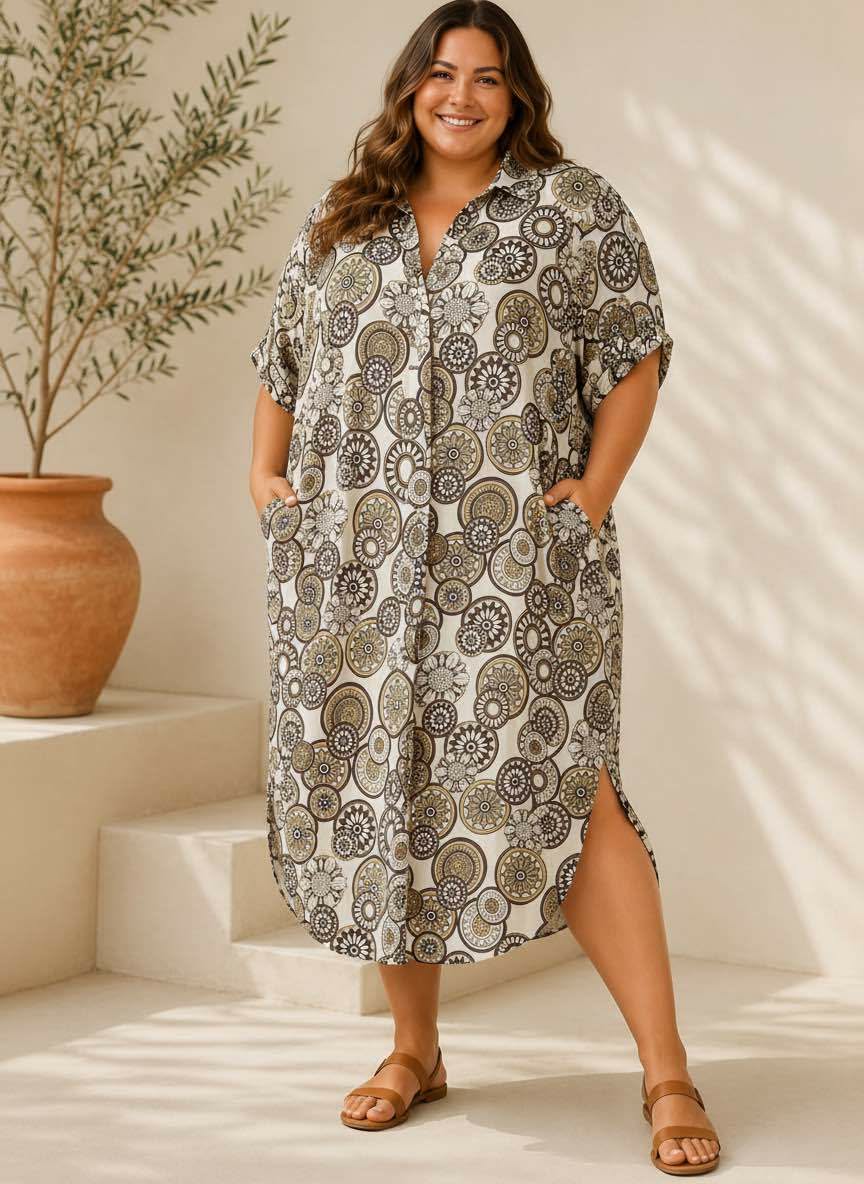 Robe Chemise Longue Imprimé Mandala