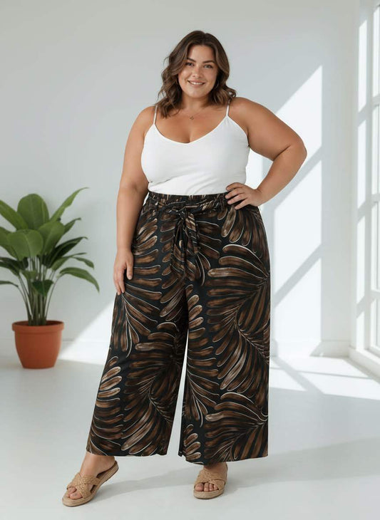 Pantalon Large Imprimé Tropical
