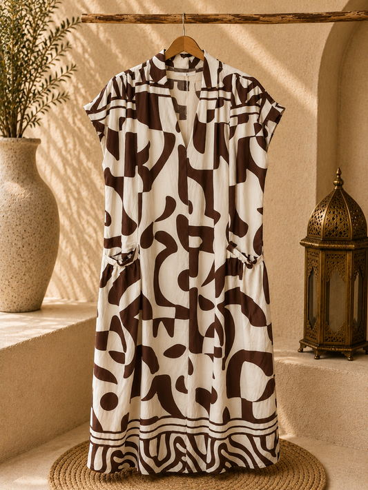 Robe Longue Imprimé Graphique Abstrait