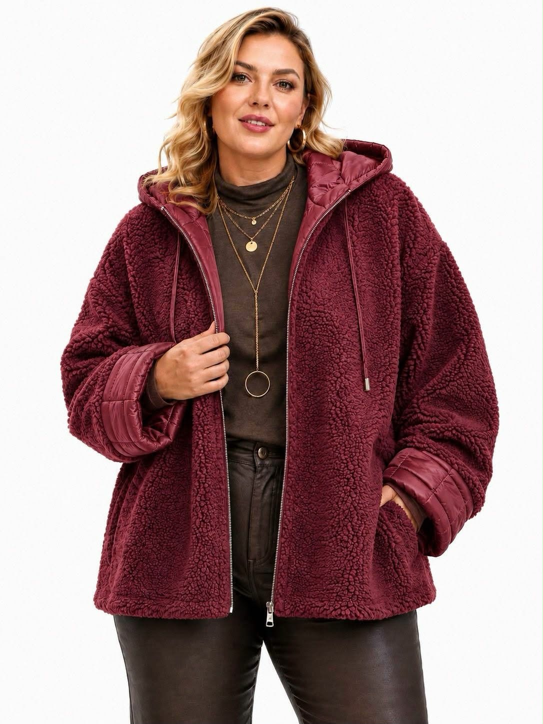 Veste Teddy Sherpa Bimatière Capuche Zip