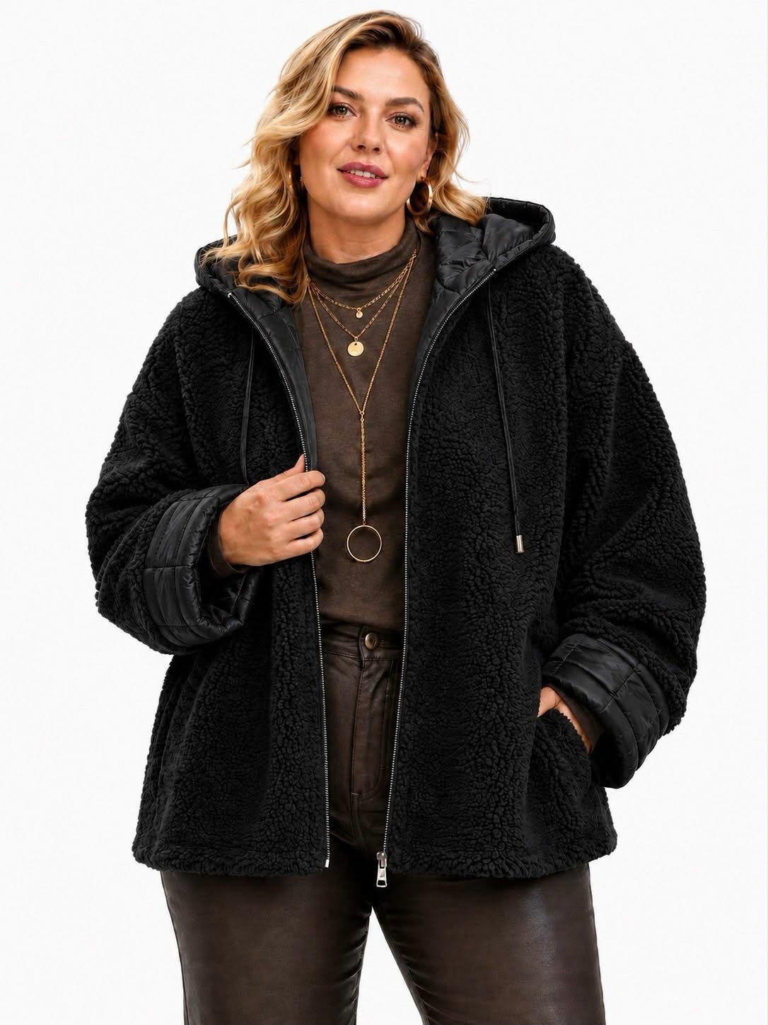 Veste Teddy Sherpa Bimatière Capuche Zip