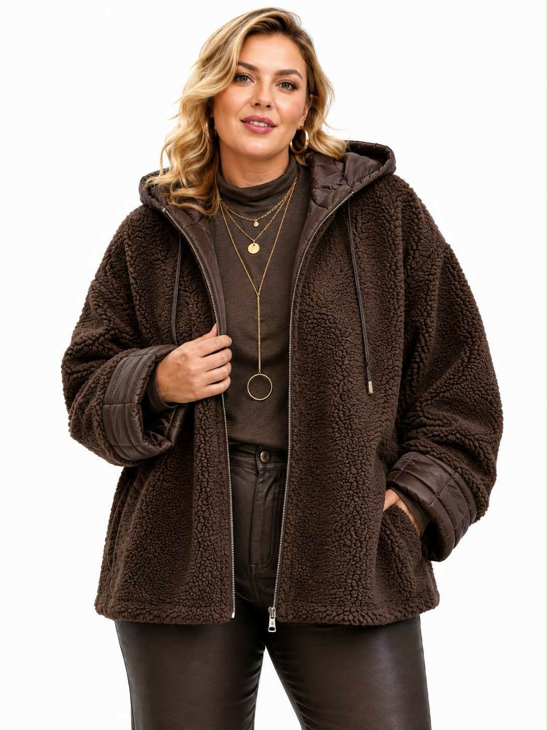 Veste Teddy Sherpa Bimatière Capuche Zip