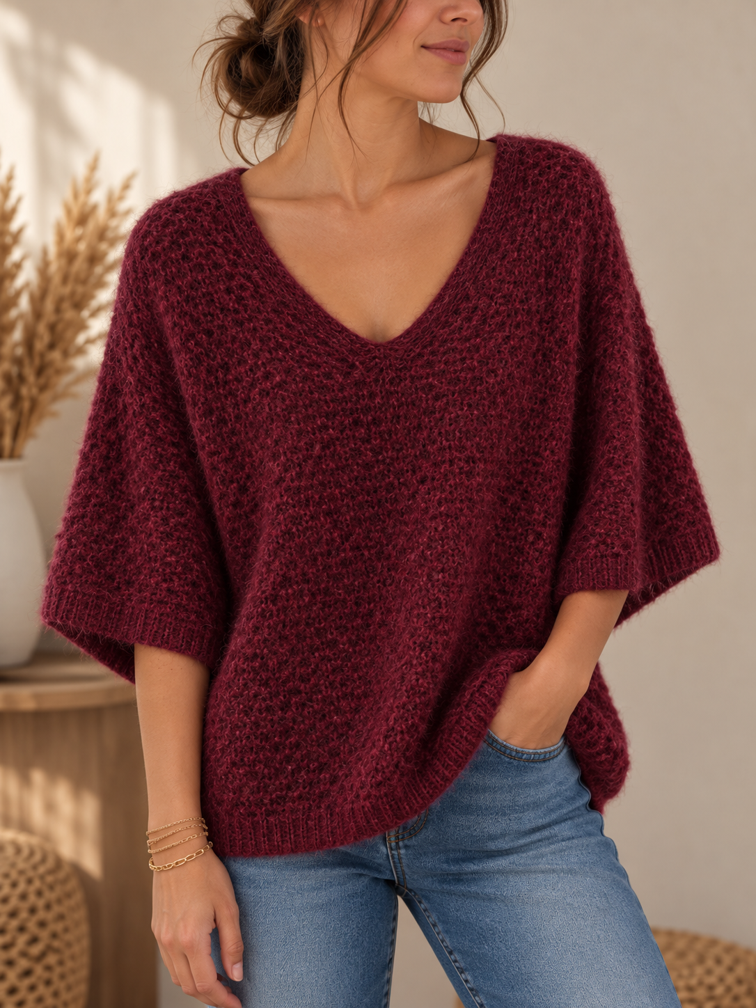 Pull Oversize Col V Ajouré