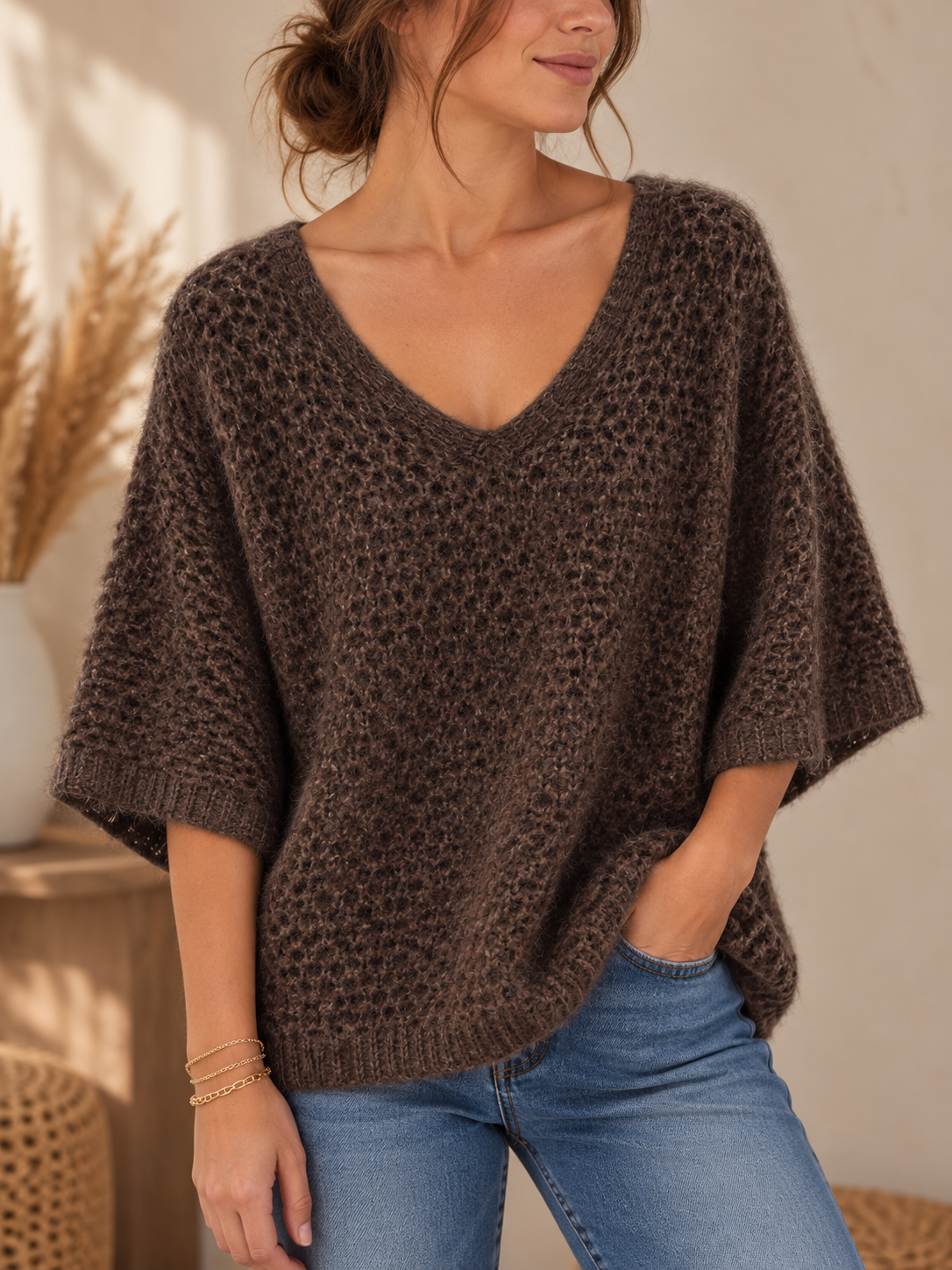 Pull Oversize Col V Ajouré
