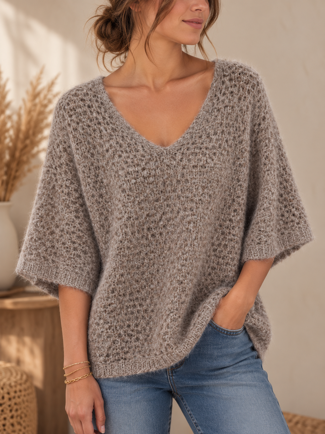 Pull Oversize Col V Ajouré