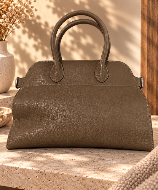 Sac à Main Bowling Simili Cuir Grainé Double Poignée Roulée Bandoulière Amovible Surpiqûres