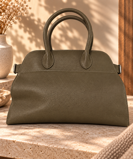 Sac à Main Bowling Simili Cuir Grainé Double Poignée Roulée Bandoulière Amovible Surpiqûres