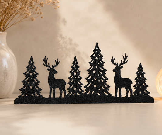 Silhouette de Noël à poser – cerfs et sapins
